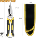 9-Inch Heavy Duty Scissors, Multifunction Shears for Cutting Cable Wires, Cardboard, Vinyl Siding, Straight Snips (Reinforce)