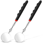 2PCS Telescoping Inspection Mirror Extendable Mirror on a Stick Mechanic Mirror with Long Handle Round Extendable Mirror for Mechanic Checking Vehicle