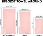 Dock & Bay Beach Towel - Quick Dry, Sand Free - Compact, Lightweight - 100% Recycled - Includes Bag - Essential - Pink, Extra Large (200x90cm, 78x35)