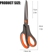 2 Pack 8" Titanium Non-Stick Scissors, All-Purpose Professional Stainless Steel Shears Comfort Soft Grip, Straight Office Craft Scissors for DIY School Home