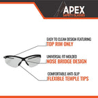 Malta Dynamics APEX Safety Glasses – Construction Safety Glasses for Men and Women with Anti Scratch and Anti Fog Protection, ISEA & ANSI Z87 Compliant (Clear, 12 Pairs)