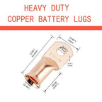 10Pcs 2/0 AWG 5/16" Stud Heavy Duty Copper Wire Lugs 2/0 Gauge Ring Terminals Battery Cable Ends Bare Copper Eyelets Tubular Ring Terminal for Car Boat Marine