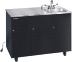 Ozark River Portable Sinks, Advantage S1D, Black Laminate Cabinet-Stainless Countertop, Hot Water Hand Washing Station with Countertop & Storage Space, Self Contained Sink, Portable Hand Washing Sink
