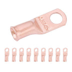 SELTERM 10pcs 6 AWG - 1/4" Stud - Battery Lugs, Heavy Duty Wire Lugs, Ring Terminals, Battery Cable Ends,6 Gauge Terminals, UL Bare Copper Eyelets Electrical Battery Terminal Connectors