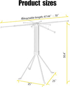 Laundry Drying Rack with 16 Clips Clothes Drying Rack Foldable Collapsible Clothing Rack Retractable Length Space-Saving for Laundry Room Camping Indoor Outdoor