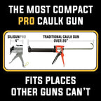 SILIGUN™ PRO Compact 24:1 Caulking Gun - No Drip Caulk Gun - Patent Design - Lightweight Aluminum Frame - Works with all 10 oz Tubes (SILIGUN PRO Scraper Kit)