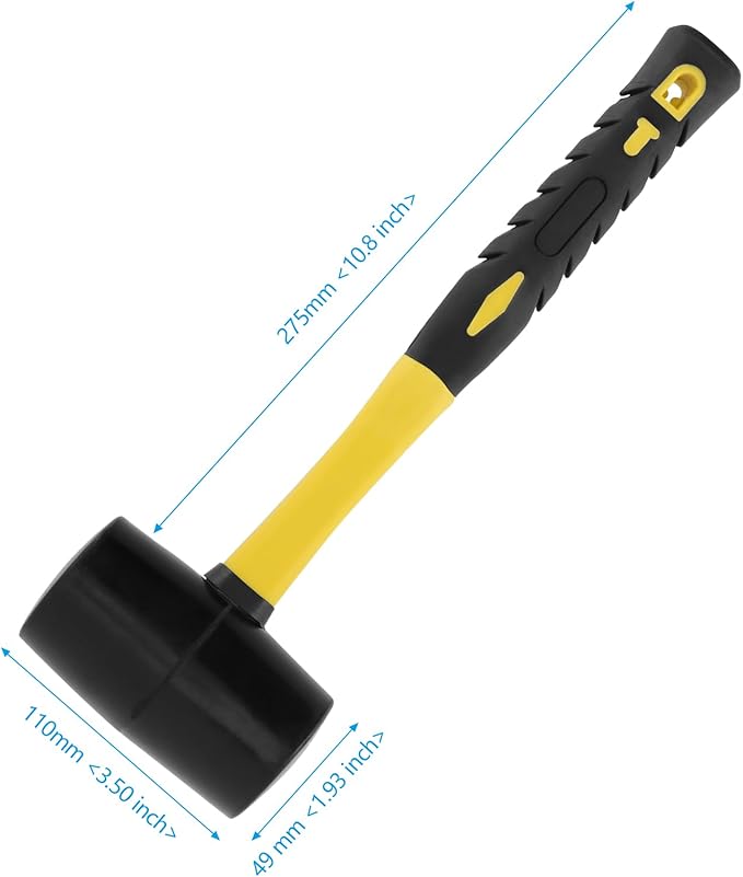3 PCS 32 OZ Black Rubber Mallet Hammer, Rubber Mallet with Non Slip Handle for Camping, Woodworking and Flooring