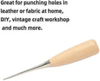 WUTA 10 Packs Leather Craft Awl Tools Leather Hole Punch Tool Sewing Punching Hole Maker Stitching Over Stitch Wood Handle for DIY Handmade Christmas Gift