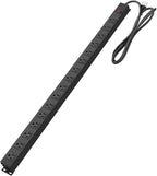 HHSOET Metal Wall Mount Power Strip, Mountable Power Outlet, Aluminum Alloy Mount Power Socket with Switch, 10 FT SJT 3/C 14AWG Power Cord, 15A 125V 1875W (16 Outlet) Black