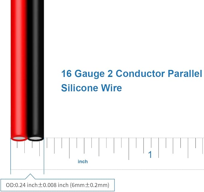 BNTECHGO 16 Gauge Flexible 2 Conductor Parallel Silicone Wire Spool Red Black High Resistant 200 deg C 600V for Single Color LED Strip Extension Cable Cord,Model,250ft Stranded Tinned Copper Wire