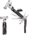 MALOM 18-in-1 Upgraded adjustable Hammer, Stainless Steel multitool Pliers with Replaceable Tungsten Wire Cutters, Bottle Opener, Nylon Sheath, Ideal for Camping, Survival, Hunting (Black)