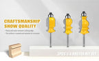 WSOOX 3PCS Architectural Molding Router Bit Set 3 Style Classical Molding Shape Router bits with 1/4" Shank Molding Bits for Furniture Making.