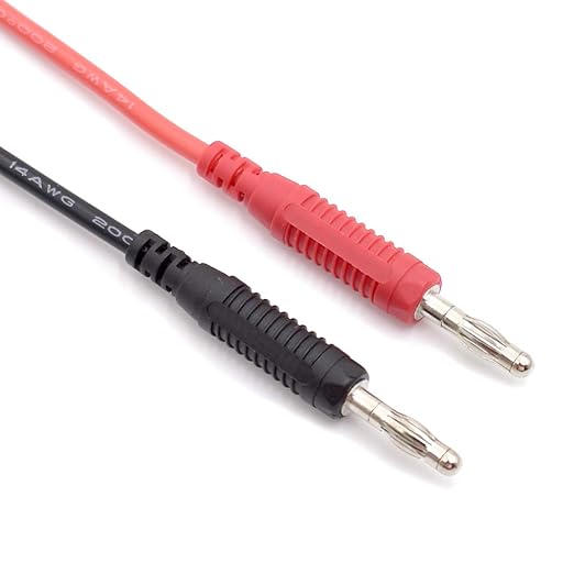 2Pcs 4mm Banana to Banana Plug Male to Male 14AWG Heavy Duty Silicone Test Leads Soft Test Cable Wire for Multimeter Electrical Testing 20A 6Ft