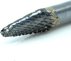 Benchmark Abrasives 6” Taper Shape Radius Double Cut Tungsten Carbide Die Grinder Bits Metal Deburring Tool Rotary Burr, 1/4 Inch Shaft, Engraving Tool for Woodworking Shaping Carving (SL-1)
