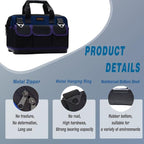 20in Heavy Duty Bottom Tool Bag With Wide Mouth For Tool Storage, Carrier and Organizer, Tote Bag For Men/Women, Wide Mouth Tools Bag With Inside Pockets (20 Inch)