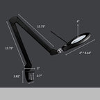 Neatfi Elite XL HD Bifocals Super LED Magnifying Lamp with Clamp, Glass Lens, 6500K, Glare-Free, Nonpolar Dimming (6 Inch Lens, Black)