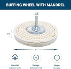 Benchmark Abrasives 4" Cotton Spiral Buffing Polishing Wheel for Bench Grinder with 1/4" Mandrel, for Polishing Finishing Smoothing on Aluminum, Stainless Steel (Cotton Spiral)