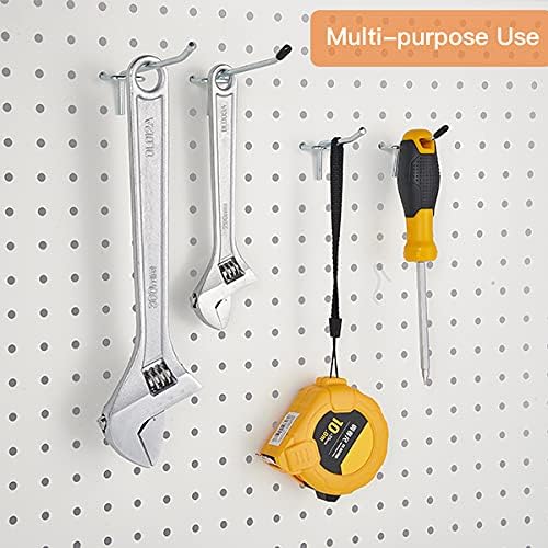 2 Inch 50-Pack,Sturdy and Durable L Shape Galvanized Metal suitbale for 1/4 and 1/8 Pegboard Hooks with Rubber Tipped,Pegboard Hooks for Garage,Office,Kitchen,Store(Silver)