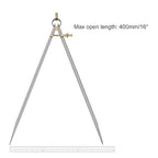 Spring Joint Caliper - [16 Inch] Carbon Steel Spring Divider Caliper with Brass Fulcrum for Metalworking Drawing Use, Flat Leg