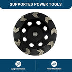 Benchmark Abrasives Grinding Wheels 4 1/2 Inch Arrow Type Diamond Cup Wheel with 5/8"-11 Arbor Hole for Masonry, Natural Stone, Concrete Grinding Wheel - Angle Grinder Attachments (4.5”)