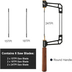 TOOLCOOL Coping Saw for Woodworking Aluminum Alloy Frame Hardwood Round Handle Handsaw with 15T 18T 24T High Speed Steel Saw Blades