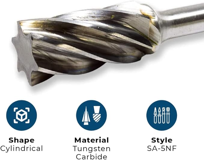 Benchmark Abrasives Ball Shape Premium Tungsten Carbide Burr with 1/4 Inch Shank Aluminum Cut Rotary Tool, Engraving Tool for Non-Metals Shaping Carving(SA-5NF)