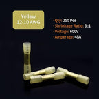 12-10 AWG Heat Shrink Butt Connectors, 250Pcs Yellow Waterproof Crimp Electrical Wire Connectors Splice Marine Automotive Cable Wiring Terminals