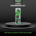 SWANLAKE 11PCS Screwdriver Set, Magnetic 5 Phillips and 5 Flat Head Tips for Fastening and Loosening Seized (11PCS)