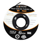3:1 Heat Shrinkable Tubing with Adhesive Lining,1/8 in'' Marine Grade Dual Wall Shrink Tubing,50 Feet Roll,Insulation Sealing Oil-Proof Wear-Resistant,UL Listed and RoHS Compliant Black