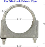 Universal 4 Inch Exhaust Clamp, Heavy Duty Stainless 4" U-Bolt Clamp