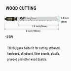 25Pack T101B T-Shank Jigsaw Blades - 4 Inch 10 TPI Contractor Jig Saw Blades Set Made with High Speed Carbon Steel Precise Clean Straight Cutting Wood Boards Plastic PVC