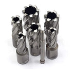 OSCARBIDE Annular Cutter Set 7 Pieces 3/4" Weldon Shank 1"Cutting Depth,1/2 to 1-1/16 inch Diameter,2 Flats Annular Cutters HSS Mag Drill Bits Kit for Magnetic Drill Press with 1 Pieces Pilot Pin