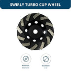 Benchmark Abrasives Grinding Wheels 4 1/2 Inch Threaded Swirly Turbo Diamond Cup Wheel with 5/8"-11 Arbor Hole for Masonry, Natural Stone, Concrete Grinding Wheel - Angle Grinder Attachments (4.5”)