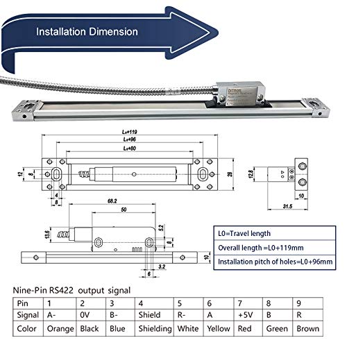 10”x12 x14 Travel Length Magnetic Scale 3 Axis DRO Set, 5um Resolution Linear Encoder 3 Axis Digital Display for Milling Machine Tools