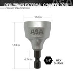 ASA Tools Deburring External Chamfer Tool, with HSS Blade, Deburring Drill Bit, Remove Burr Tools Quick Release Shank Fits for 1/8"-3/4"(3mm-19mm)