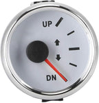 Boat Trim Gauge, 52mm/2in Stainless Steel UP-DN Boat Trim Gauge 0-190ohm Trim Tilt Indicator Red Backlight (White Dial Silver Frame)