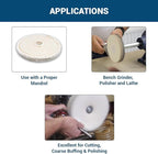 Benchmark Abrasives 6" Cotton Spiral Buffing Polishing Wheel for Bench Grinder with 1/4" Mandrel, for Polishing Finishing Smoothing on Aluminum, Stainless Steel (Cotton Spiral)