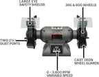 JET 8-Inch Variable-Speed Bench Grinder, 1 HP, 115/230V 1Ph (Model IBG-8VS)