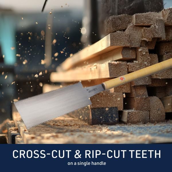 Ryoba Japanese Pull Saw - 9.5” Hand Saw for Wood Cutting with Flexible Double Edge Replaceable Blade - 15 TPI Crosscut and 7-10 TPI Rip Cut - Japanese Saws for Woodworking Tools by Kings County Tools