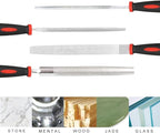 YKLP 8inch Diamond Coated File Plastic Handle Hand Tools for Grinding on Glass, Stone, Marble, Rock, Bone (4 Pcs)