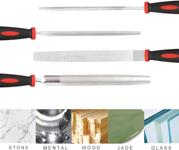 YKLP 8inch Diamond Coated Triangle File Plastic Handle Hand Tools for Grinding on Glass, Stone, Marble, Rock, Bone 120 Grit1