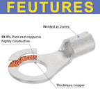 haisstronica 330PCS Non-Insulated Wire Connectors Kit,Brazed Seam Fork Ring Terminals of Tinned Red Copper,AWG 22-10 Electrical Wire Crimp Connectors