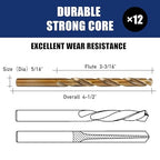 12pcs 5/16" Cobalt Drill Bit Set, M35 HSS, 135 Degree Tip, M35 Jobber Drill Bits for Metal, Stainless Steel, Cast Iron, Wood, Plastic, Fully Ground from Pro Edge Technology