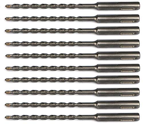 DrillForce 10pcs 1/4 inch x 6 inch SDS Plus Hammer Drill Bits, Rotary Hammer Drill Bits, Ideal for Drill Holes into Masonry, Concrete, Brick & Cinder Block.