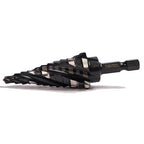 Four Spiral Flute M35 Cobalt Step Drill Bit Set 3/16" - 7/8"(12 Sizes),Impact Ready Four Flute Step Drill Bit,1/4" Hex Shank Step Bits for Metal, Stainless Steel, Aluminum, Wood, Plastic