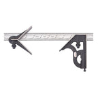 Starrett Steel Combination Square with Square Head and Center Head - 12" Blade Length, Cast Iron Heads, Hardened Steel, Reversible Lock Bolt, 4R Graduation Type - C11HC-12-4R