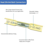 Heat Shrink Butt Connectors, 12-10 AWG Waterproof Crimp Terminals Electrical Wire Connectors Splice for Marine, Cable, Wiring