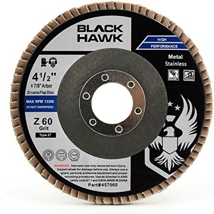 BHA Grinding and Sanding Flap Discs T27, 4-1/2" x 7/8", 60 Grit - 10 Pack