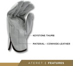 ATERET 24 Pairs Small Heavy Duty Durable Cowhide Leather Work Gloves I Driver Gloves for Truck Driving, Warehouse, Gardening, Farming