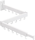 Clothes Drying Rack,Laundry Drying rack,Wall Mounted Clothes Rack,Clothes Hanging Rack,Laundry Rack Wall Mount,Folding Retractable Collapsible Drying Rack Clothing (Three-Poles,J Hooks,White)
